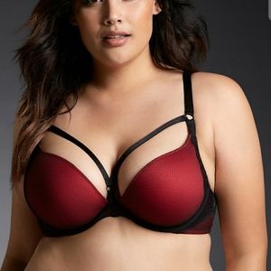 Torrid black and red mesh strappy bra